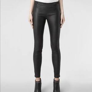AllSaints 100% leather seamed leggings Penn
